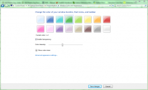 Windows 7 Display Settings: Window Color