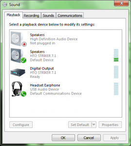 Windows 7 Sound Configuration