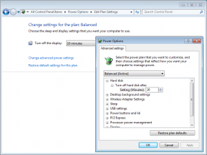 Windows 7 Power Management: Settings